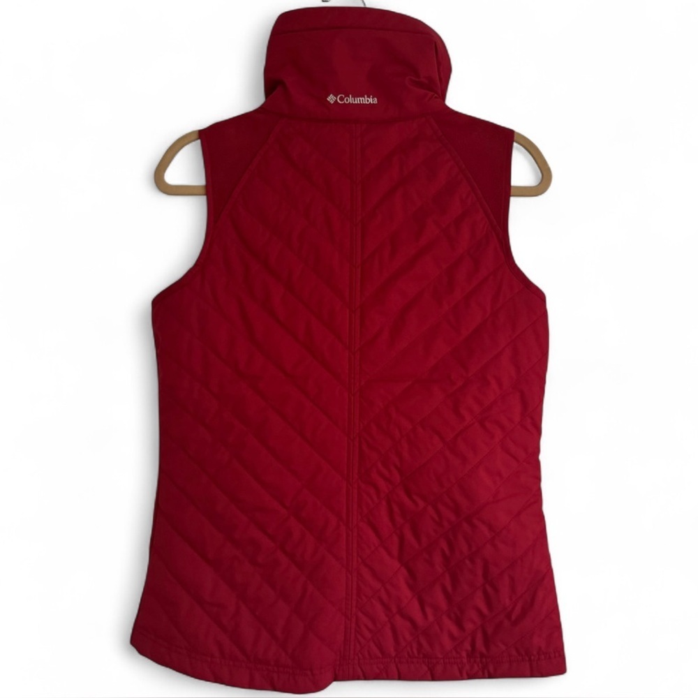 New Columbia Fleece Vest Outdoor Fall Hiking Winter Layer Travel Preppy Red S - Picture 4 of 7